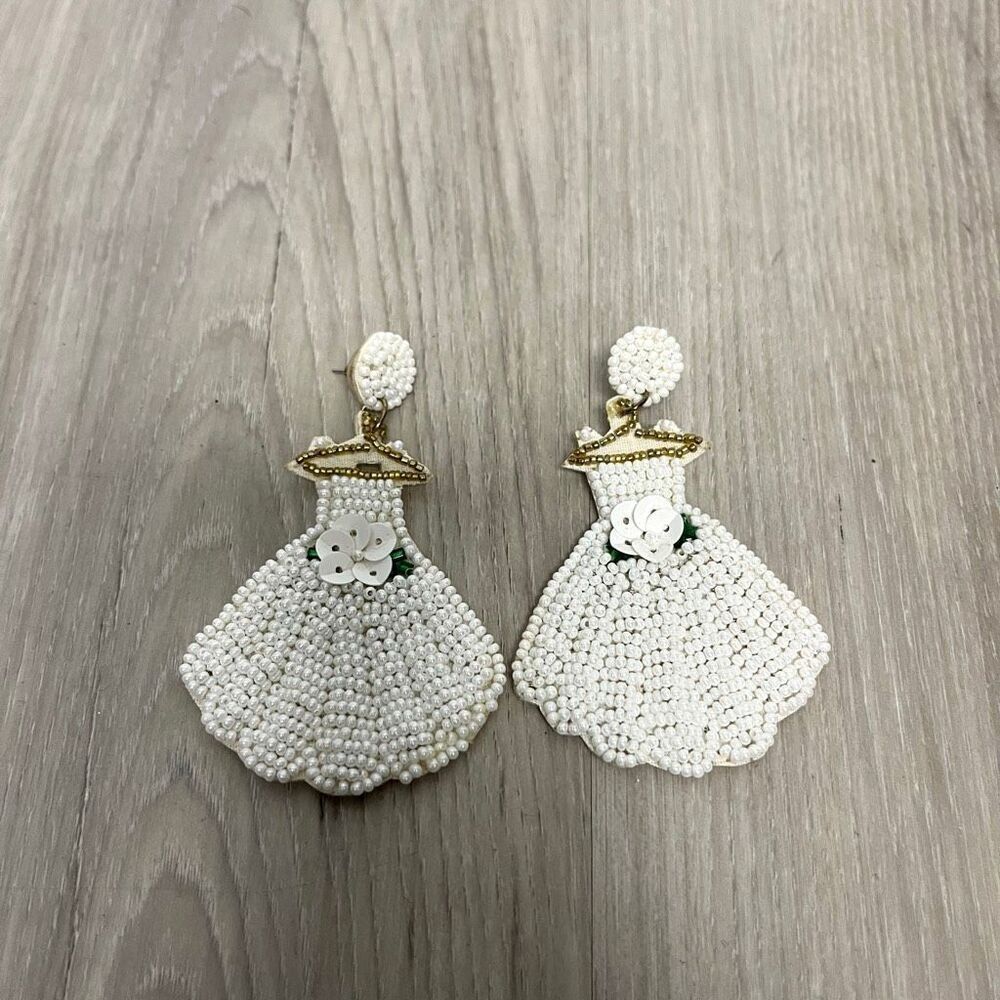 Wedding Dress Beaded Statement Earrings